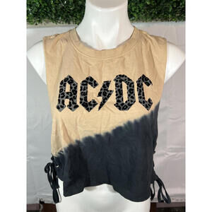 AC/DC Tie-Dye Lace-Up Crop Top Size Large